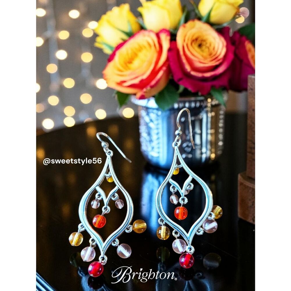 BRIGHTON "Prism Lights" Silver And Crystal Drop Earrings EVENT READY